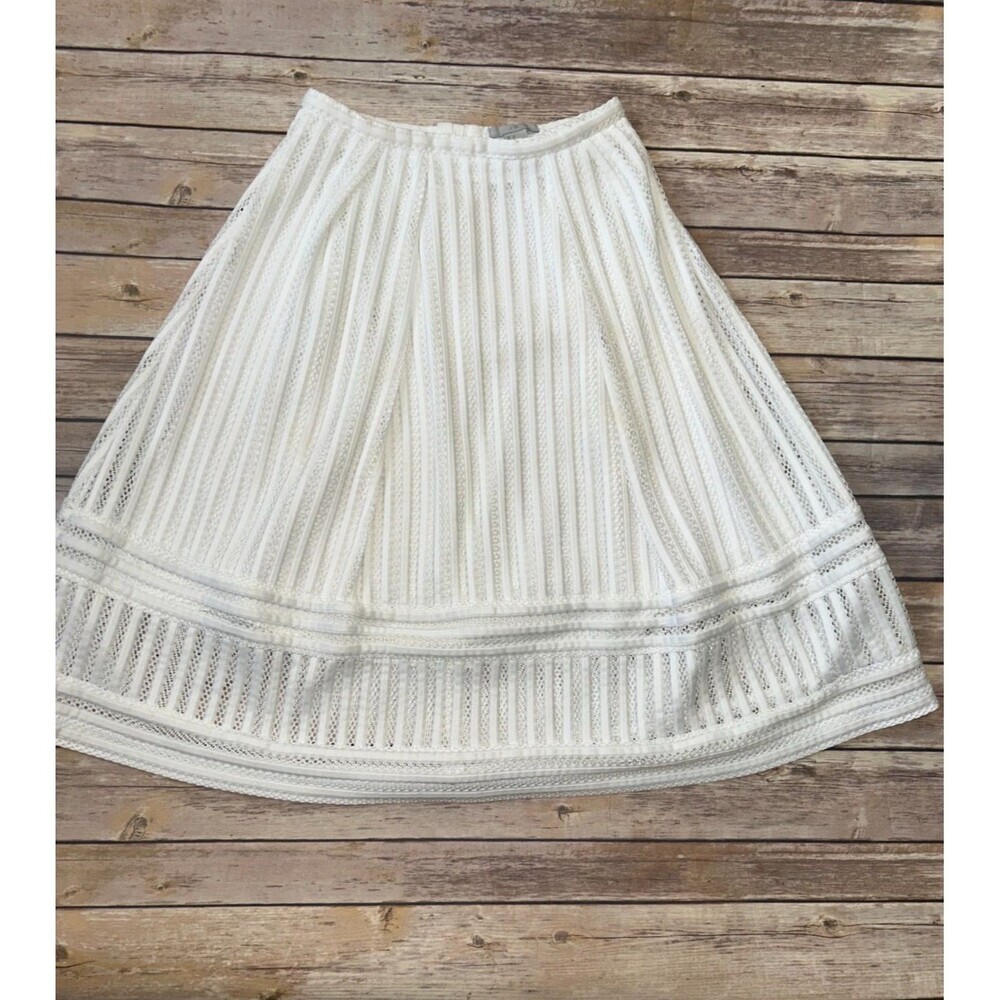 Women's H&M White Eyelet Pleated A-line Skirt Size 4